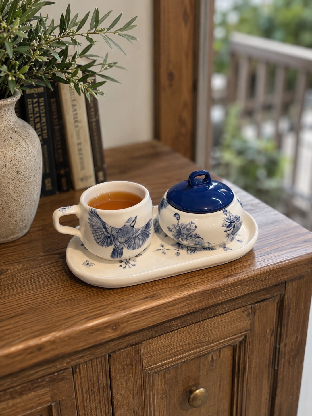 ست چای خوری طرح پرستو آبی